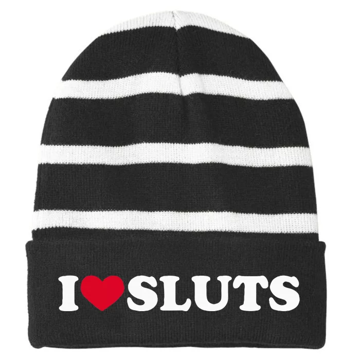 I Love Sluts I Heart Sluts Baby Striped Beanie with Solid Band