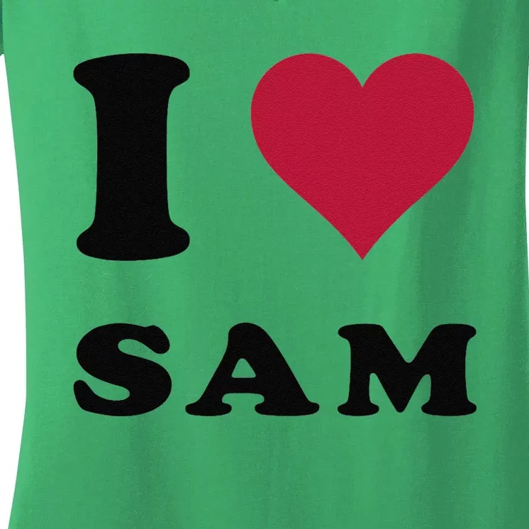 I Love Sam Women's V-Neck T-Shirt