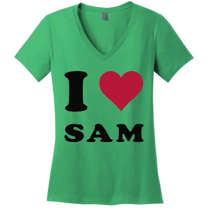 I Love Sam Women's V-Neck T-Shirt