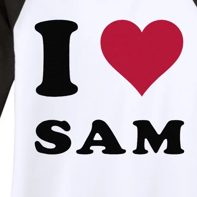 I Love Sam Women's Tri-Blend 3/4-Sleeve Raglan Shirt