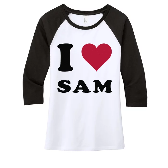 I Love Sam Women's Tri-Blend 3/4-Sleeve Raglan Shirt