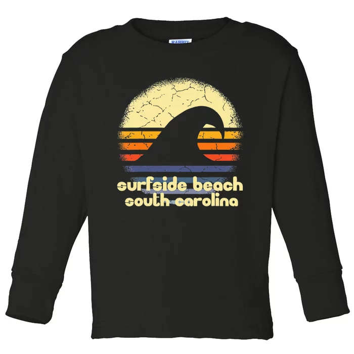 I Love Surfside Beach South Carolina Ocean Wave Sc Toddler Long Sleeve Shirt