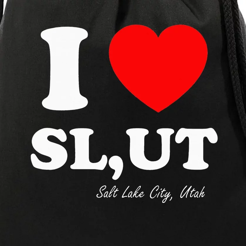 I Love SL UT Salt Lake City Utah Drawstring Bag