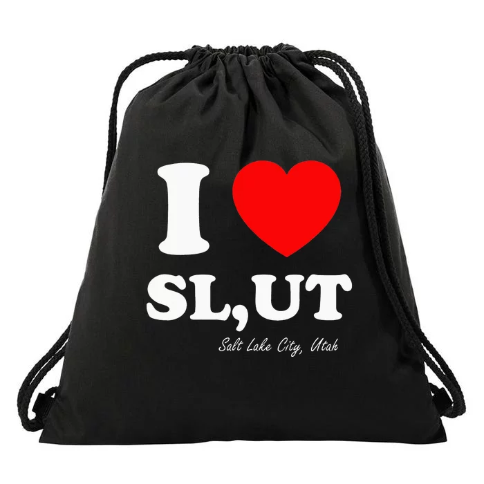 I Love SL UT Salt Lake City Utah Drawstring Bag