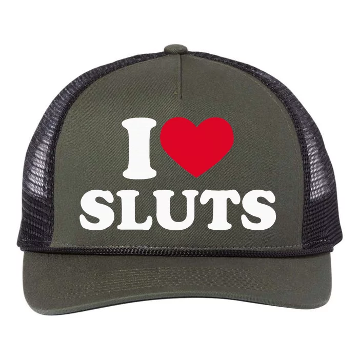 I Love Sluts I Heart Sluts Baby Retro Rope Trucker Hat Cap