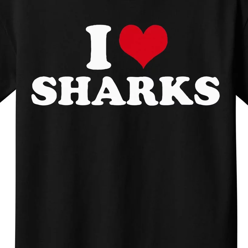 I Love Sharks Funny Valentine Day Kids T-Shirt