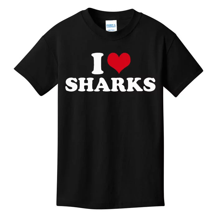 I Love Sharks Funny Valentine Day Kids T-Shirt