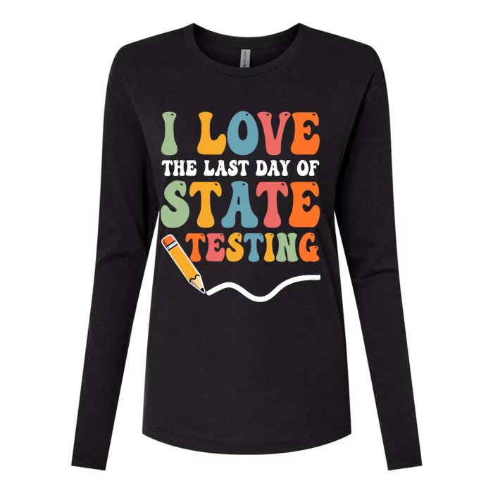 I Love State Testing Teacher School Test Day Funny Womens Cotton Relaxed Long Sleeve T-Shirt