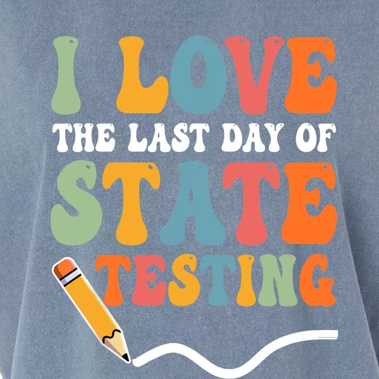 I Love State Testing Teacher School Test Day Funny Garment-Dyed Women's Muscle Tee