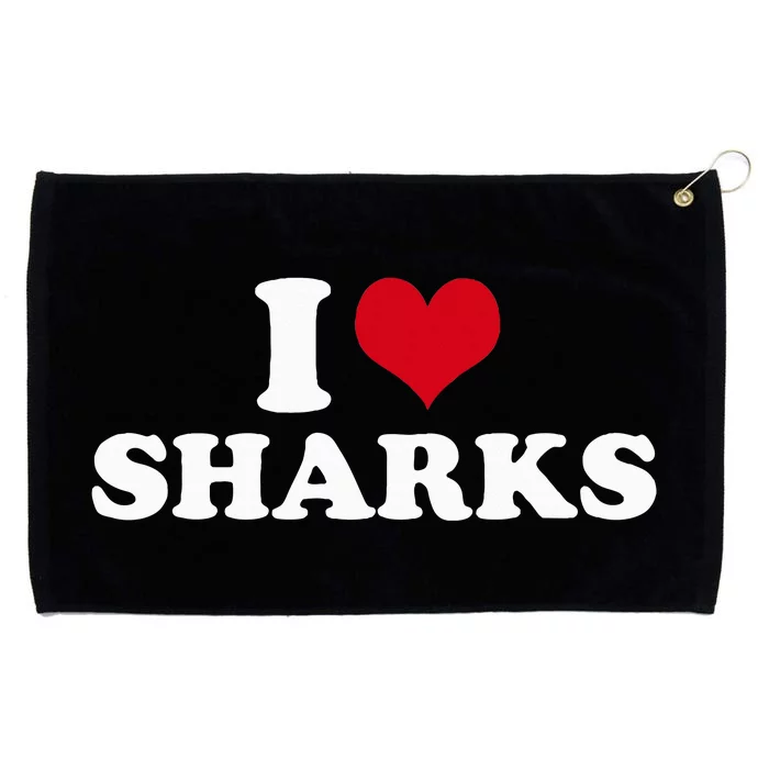 I Love Sharks Funny Valentine Day Grommeted Golf Towel