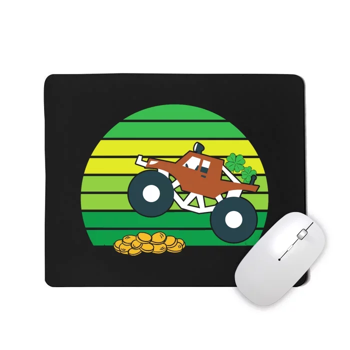 Monster Truck Shamrock Retro St Patricks Day Boys Kids Gifts Mousepad