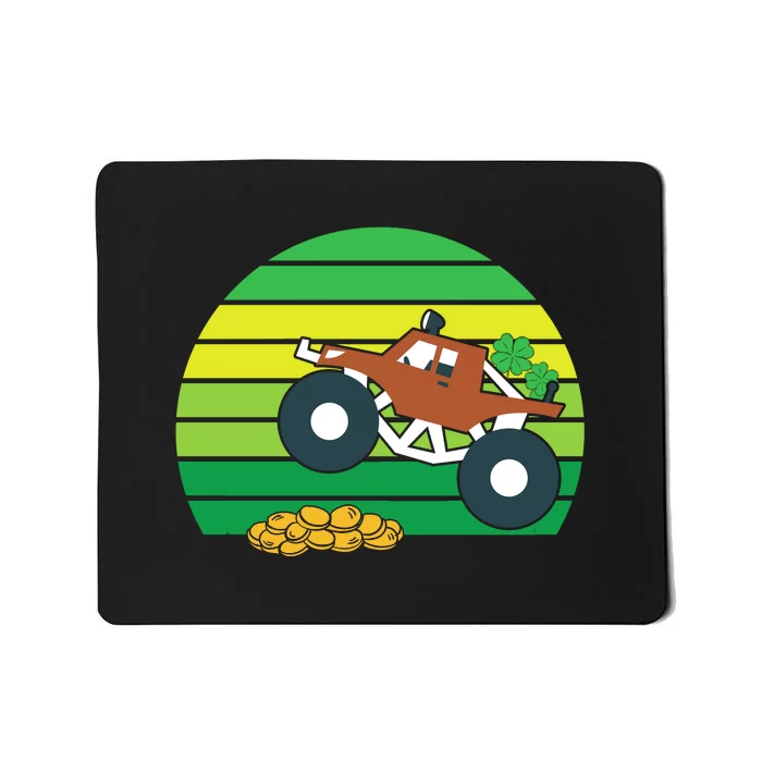 Monster Truck Shamrock Retro St Patricks Day Boys Kids Gifts Mousepad