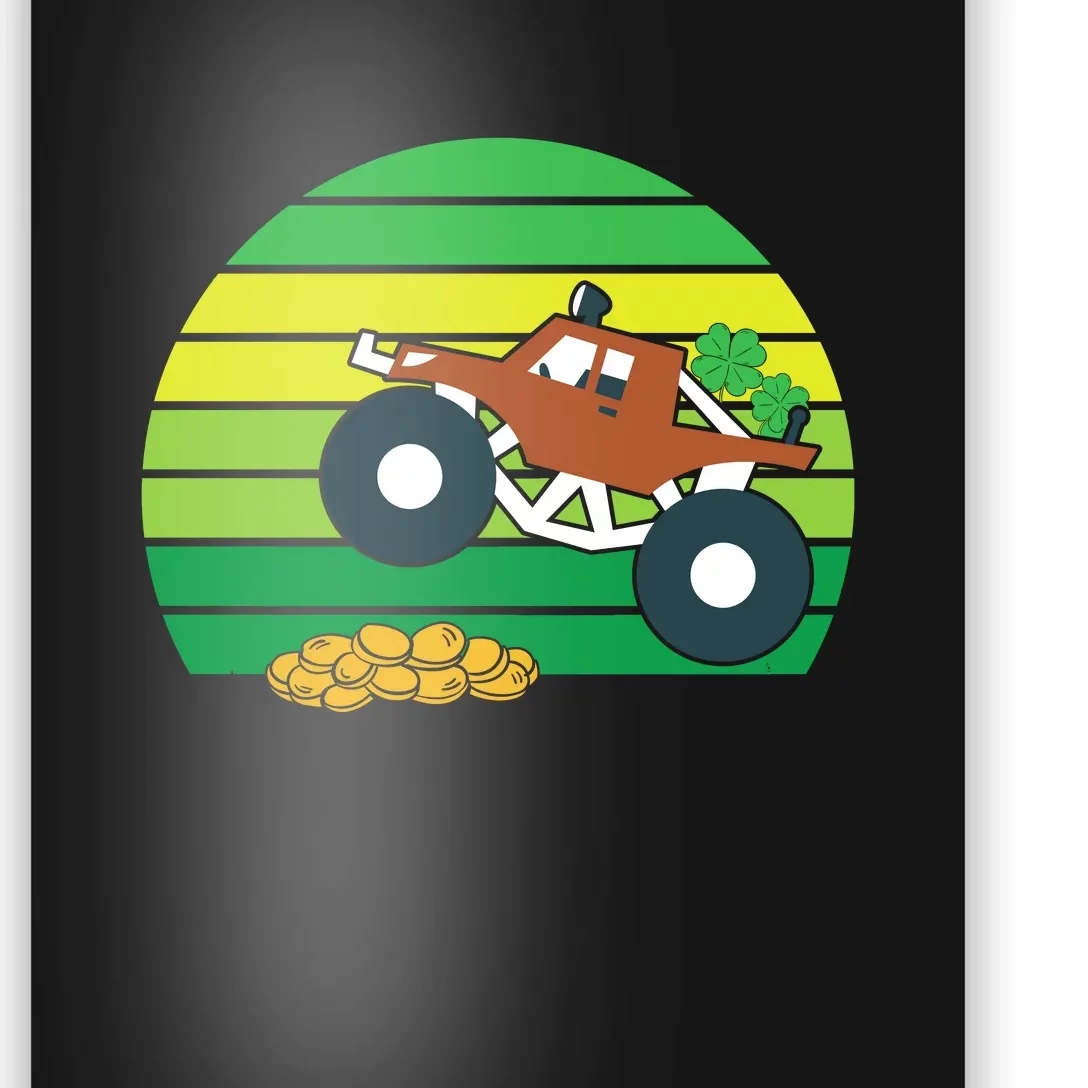 Monster Truck Shamrock Retro St Patricks Day Boys Kids Gifts Poster