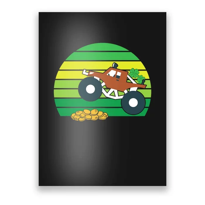 Monster Truck Shamrock Retro St Patricks Day Boys Kids Gifts Poster