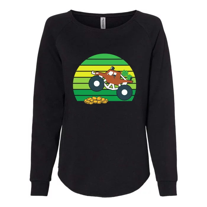 Monster Truck Shamrock Retro St Patricks Day Boys Kids Gifts Womens California Wash Sweatshirt