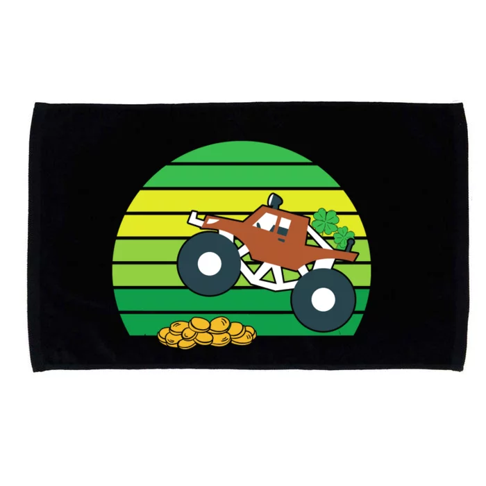 Monster Truck Shamrock Retro St Patricks Day Boys Kids Gifts Microfiber Hand Towel