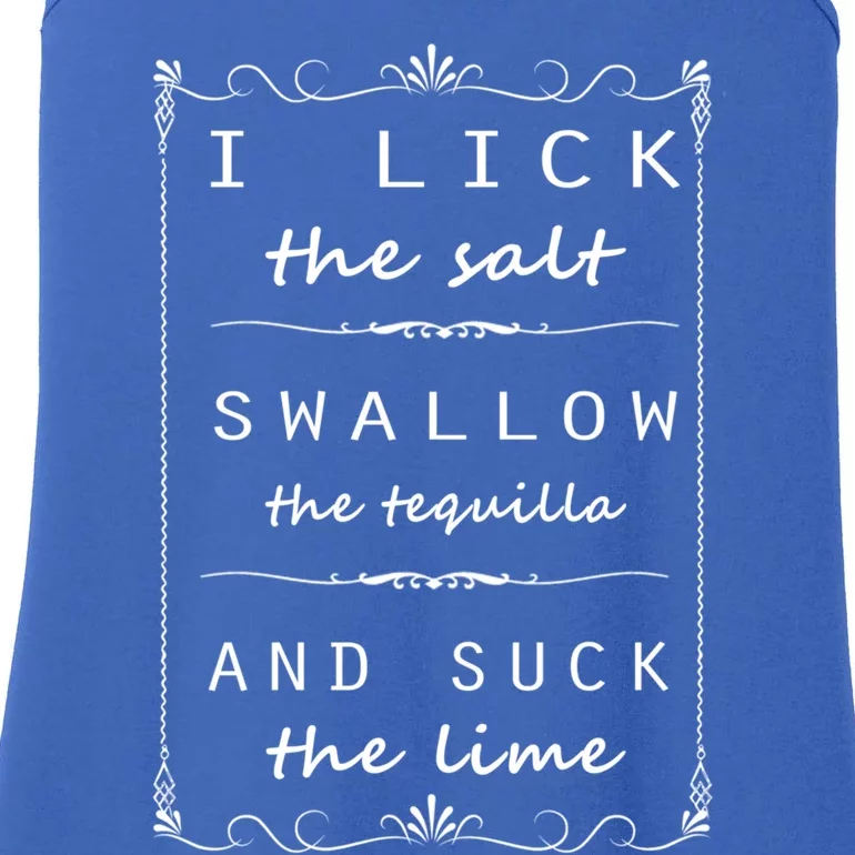 I Lick Salt Swallow Tequila Suck Lime Cinco De Mayo Mexico Funny Gift Ladies Essential Tank