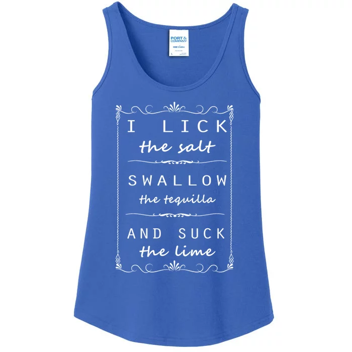 I Lick Salt Swallow Tequila Suck Lime Cinco De Mayo Mexico Funny Gift Ladies Essential Tank