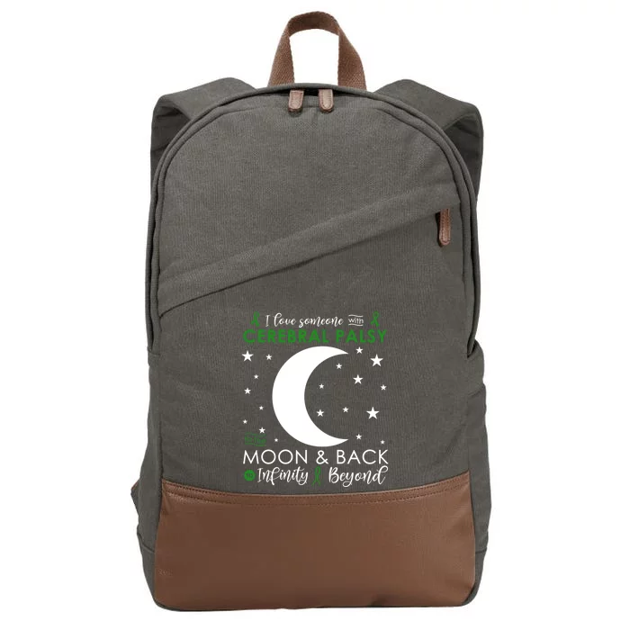 I Love Someone To The Moon And Back Cerebral Palsy Awareness Gift Cotton Canvas Backpack