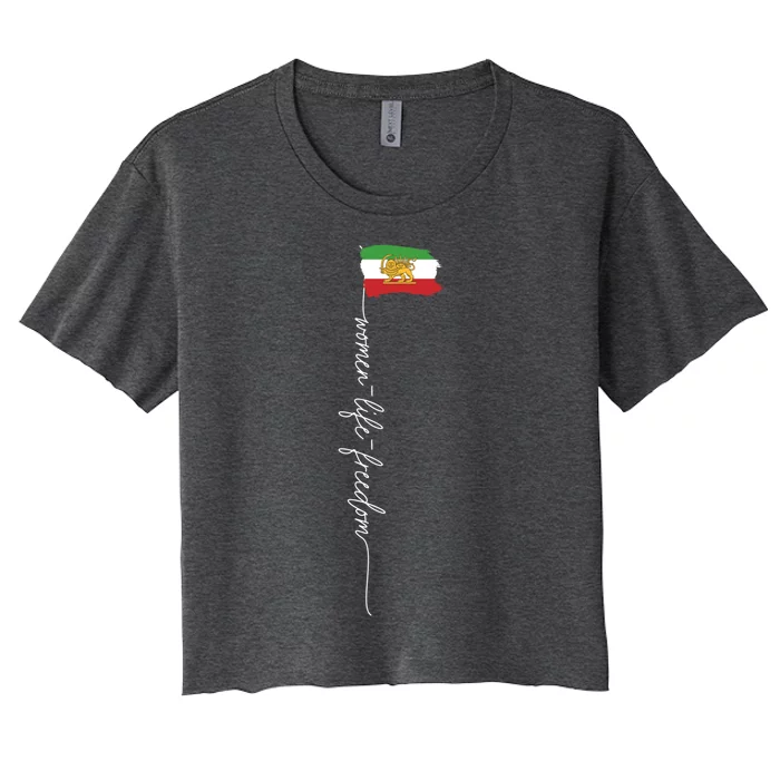 Iranian Lion Sun Flag Female Fist Support Of Iran Gift Women's Crop Top Tee