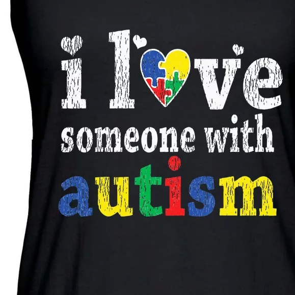 I Love Someone With Autism Support Ladies Essential Flowy Tank