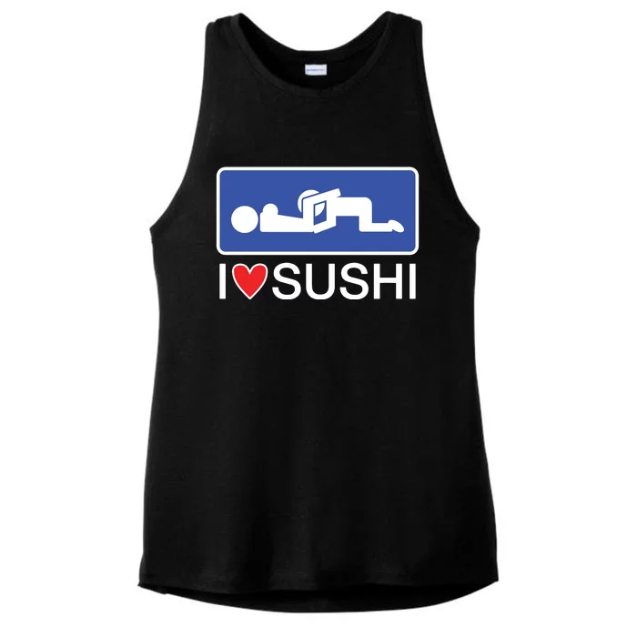 I Love Sushi Adult Ladies Tri-Blend Wicking Tank