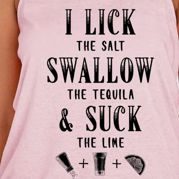 I Lick Salt Swallow Tequila Suck Lime Cinco De Mayo Mexico Gift Women's Knotted Racerback Tank