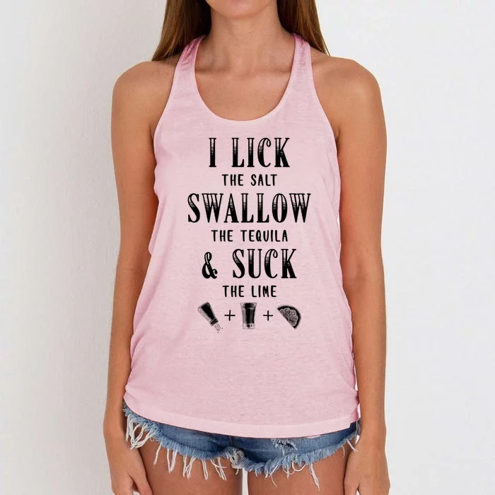 I Lick Salt Swallow Tequila Suck Lime Cinco De Mayo Mexico Gift Women's Knotted Racerback Tank