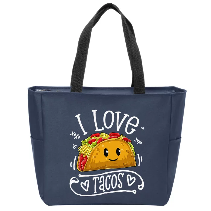 I Love Tacos Cinco De Mayo Women Taco Zip Tote Bag