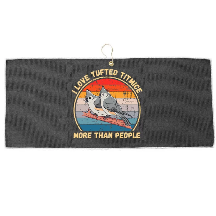 I Love Tufted Titmice More Than People Bird Lover Large Microfiber Waffle Golf Towel