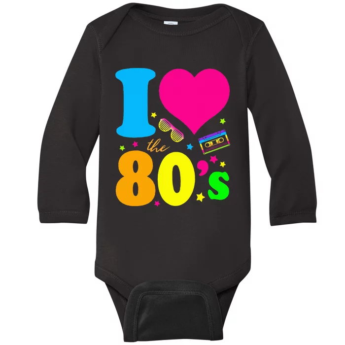 I Love The 80s 90s Costume Funny Party Baby Long Sleeve Bodysuit