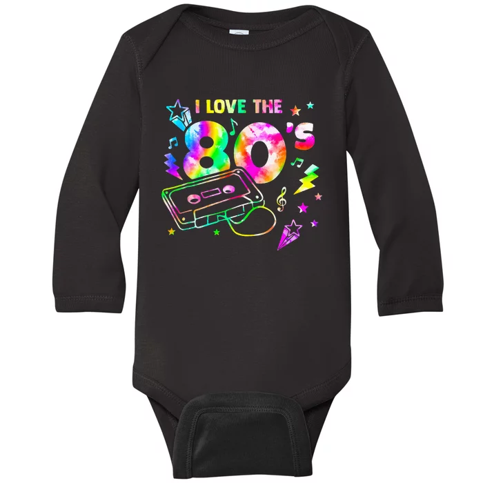 I Love The 80s Vintage Style Tape Music Party Baby Long Sleeve Bodysuit