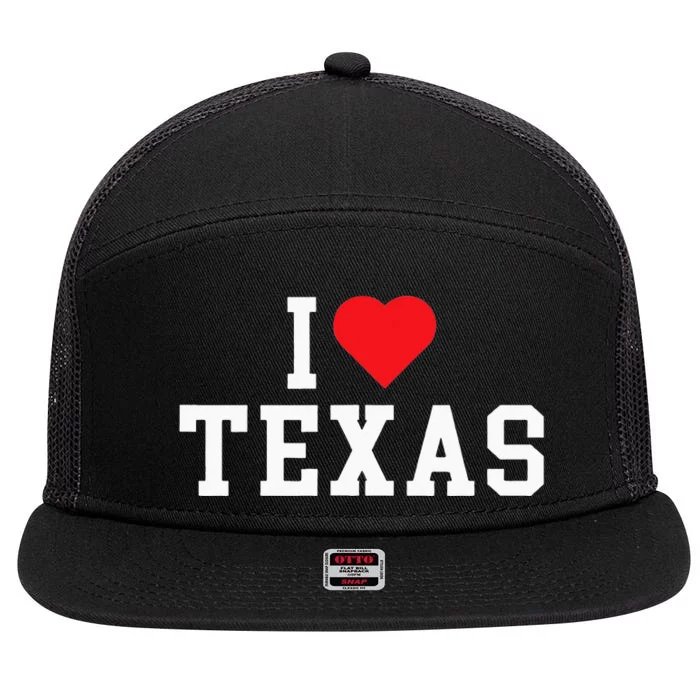 I Love Texas TX Throwback Design 7 Panel Mesh Trucker Snapback Hat