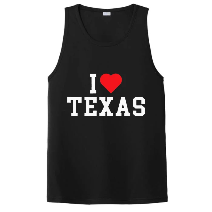 I Love Texas TX Throwback Design Performance Tank