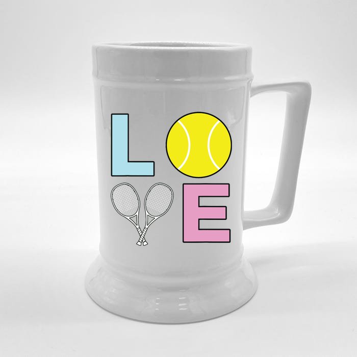 I Love Tennis Tennis Player Front & Back Beer Stein