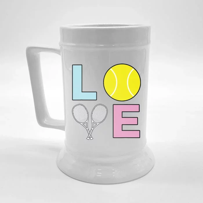 I Love Tennis Tennis Player Front & Back Beer Stein