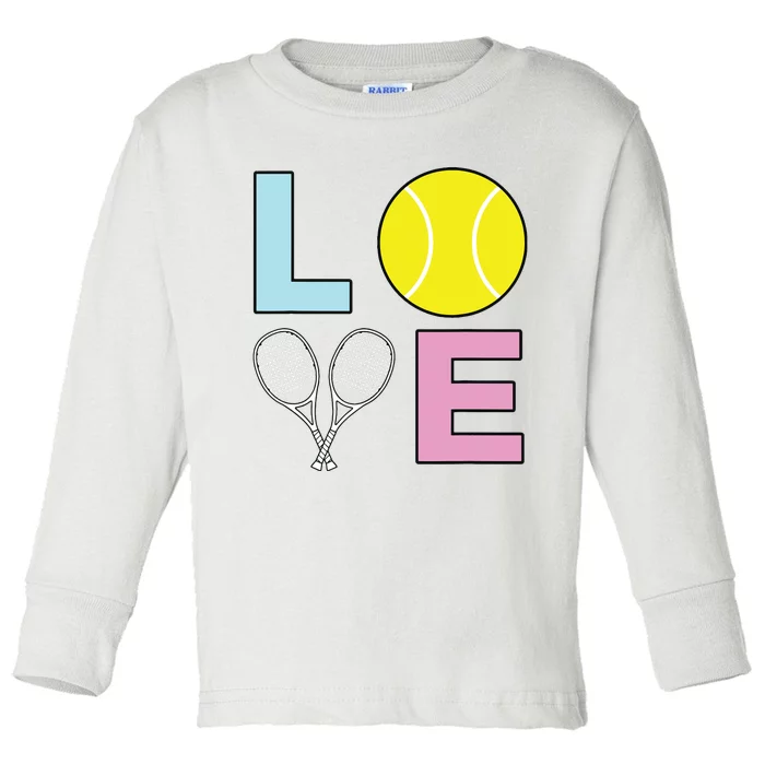 I Love Tennis Tennis Player Toddler Long Sleeve Shirt