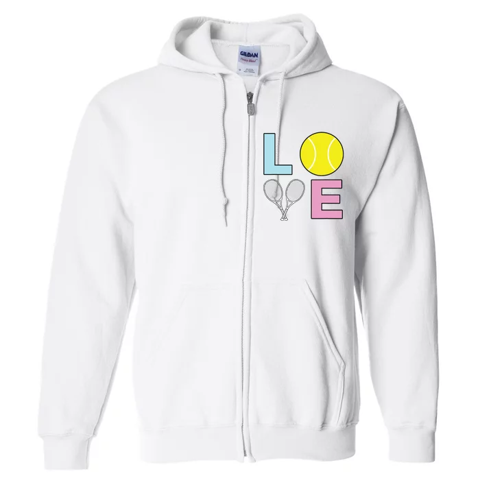 I Love Tennis Tennis Player Full Zip Hoodie