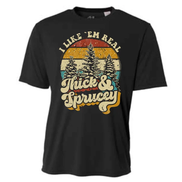 I Like Them Real Thick & Sprucey Funny Christmas Tree Cooling Performance Crew T-Shirt