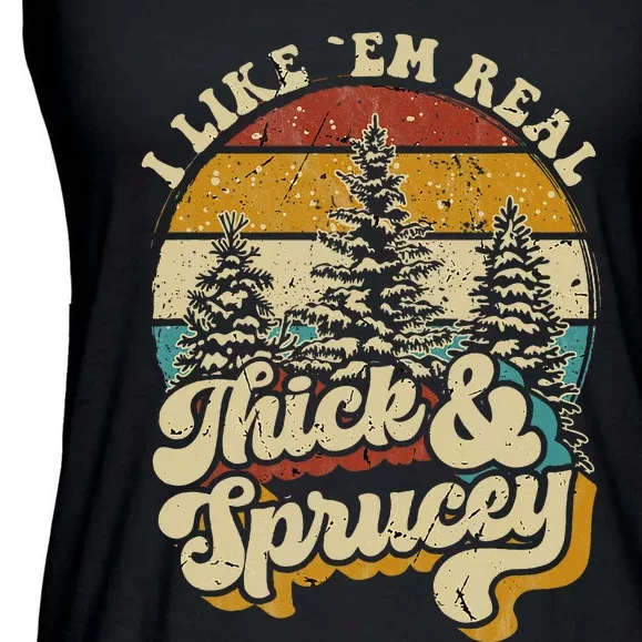 I Like Them Real Thick & Sprucey Funny Christmas Tree Ladies Essential Flowy Tank