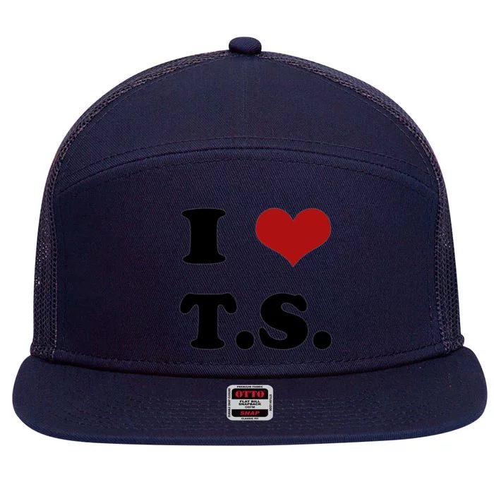 I Love TS 7 Panel Mesh Trucker Snapback Hat