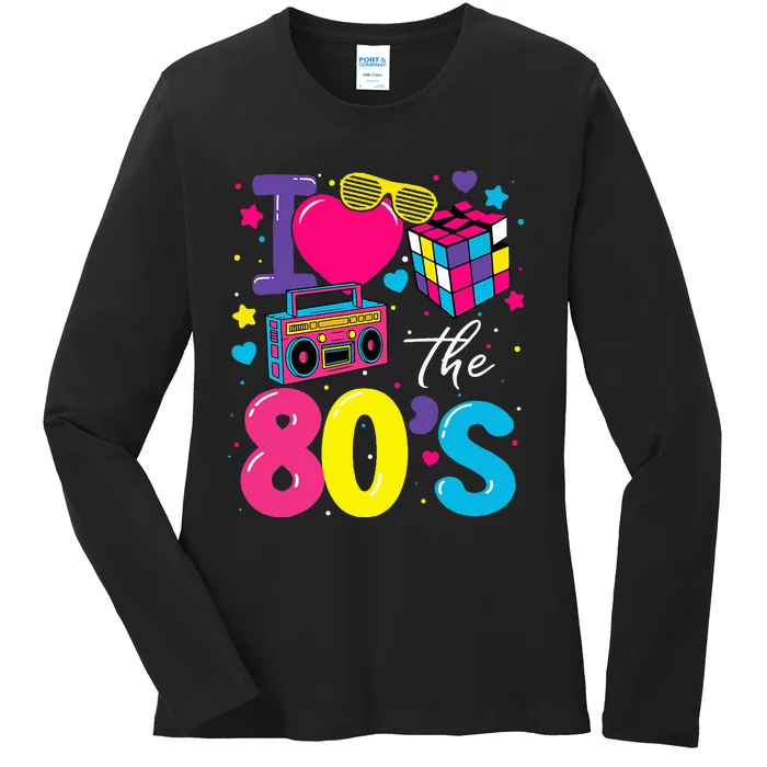 I Love The 80s 80's Party Retro birthday Ladies Long Sleeve Shirt