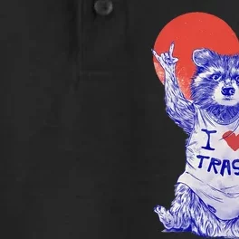 I Love Trash Raccoon Japanese Retro Style Dry Zone Grid Performance Polo