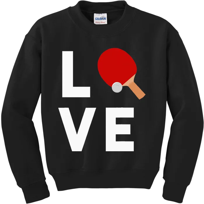 I Love Table Tennis Cute Funny Ping Pong Kids Sweatshirt