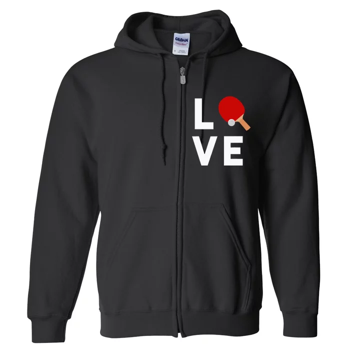 I Love Table Tennis Cute Funny Ping Pong Full Zip Hoodie