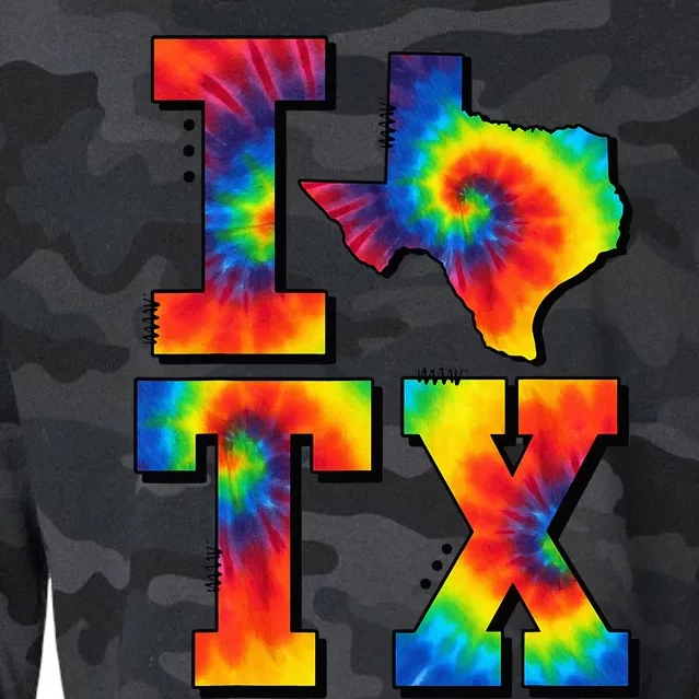 I Love Texas Tie Dye Texas Lovers Cropped Pullover Crew