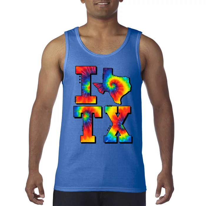 I Love Texas Tie Dye Texas Lovers Tank Top