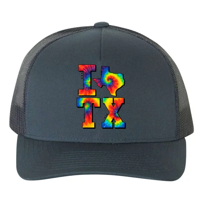 I Love Texas Tie Dye Texas Lovers Yupoong Adult 5-Panel Trucker Hat