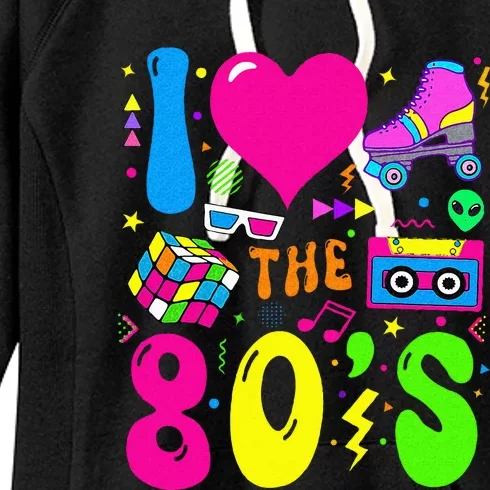 I Love The 80S Party 1980s Themed Costume 80s Women's Fleece Hoodie