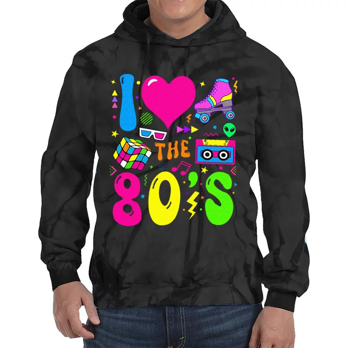 I Love The 80S Party 1980s Themed Costume 80s Tie Dye Hoodie